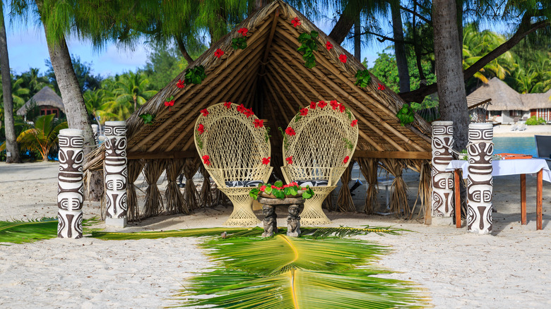 bora bora beach wedding chairs altar