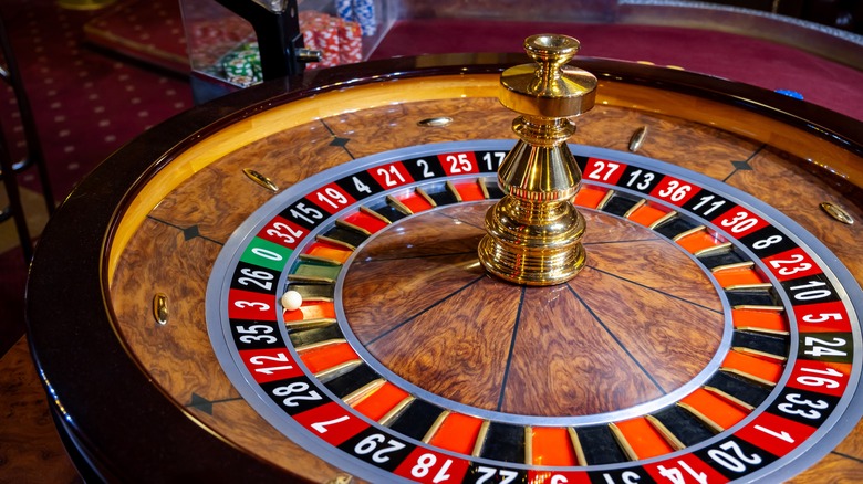 A roulette wheel in a casino