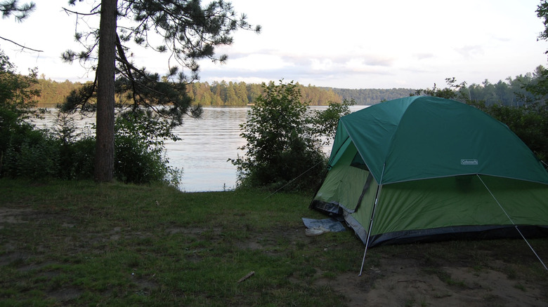 views from a tent campsite at fish creek pond campgrounds
