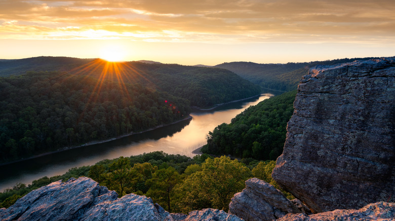 A scenic summer view of the Big South Fork National River and Recreation area
