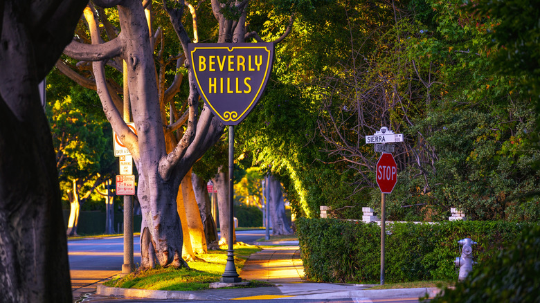 Famous Beverly Hills sign on the corner of Sunset and Sierra