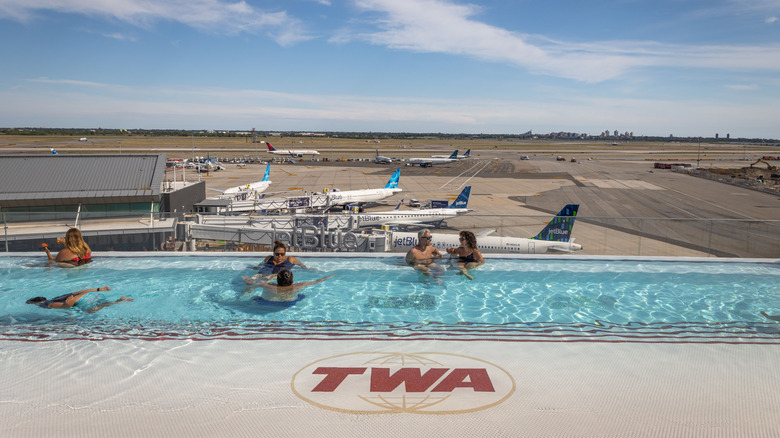 The rooftop pool at the TWA Hotel at JFK Airport