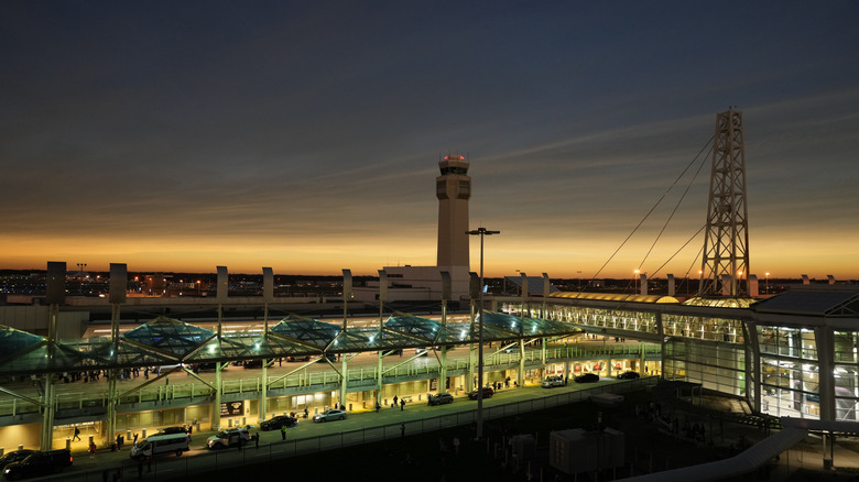 Cleveland Hopkins International Airport at night