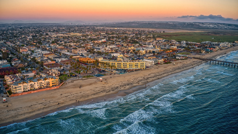 Aerial View of Imperial Beach, California with Tijuana, Mexico in the distance