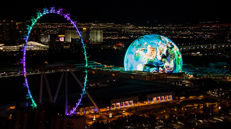 The Sphere in Las Vegas, Nevada lit up at night