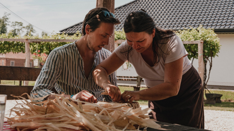 A basket weaving workshop at Pomelaj, Slovenia