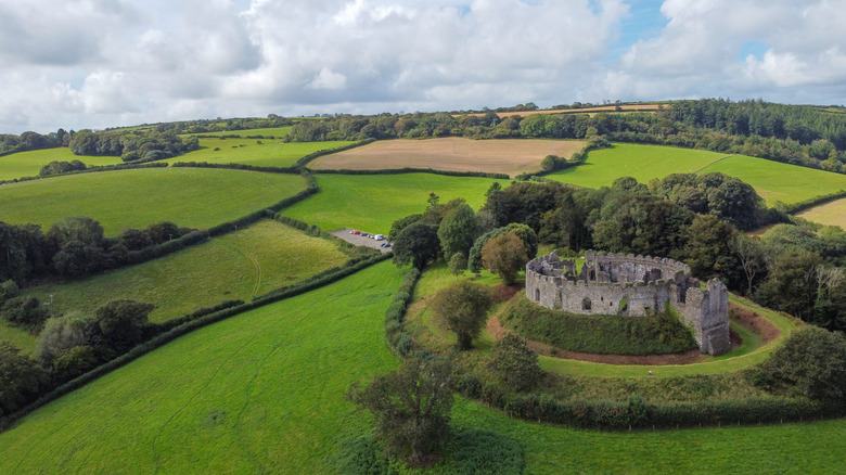 Aerial view of Restormel Castle in Lostwithiel