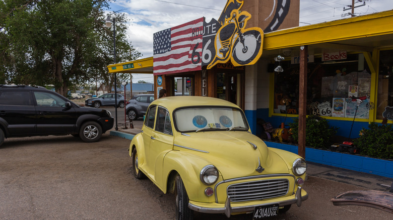 a picture in front of Seligman's Motoporium