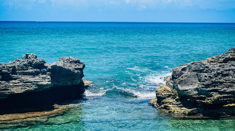 Crashing waves in Freeport, the Bahamas