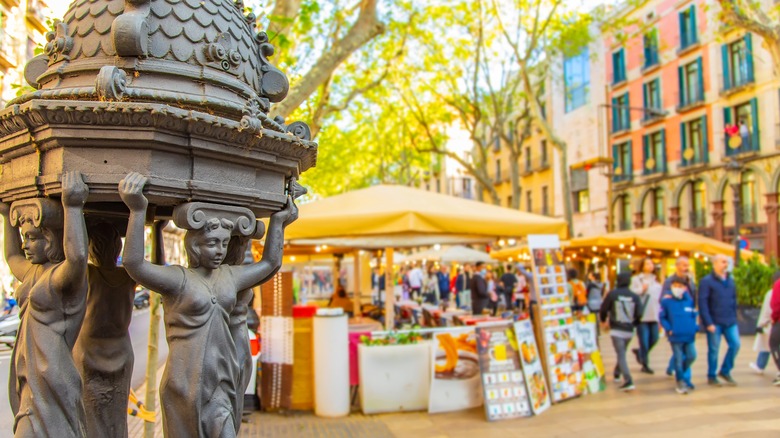 La Rambla street scene in Spain