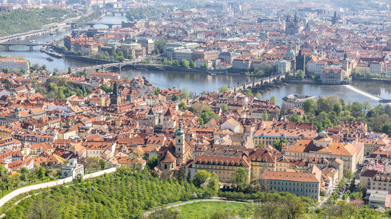 View of Prague's Old Town and Charles Bridge across the river