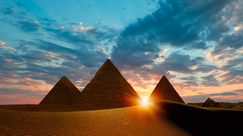 The Giza Pyramid Complex at sunset