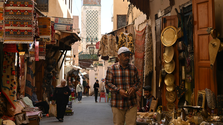 People on the street inside the bazaar of Fes el Bali