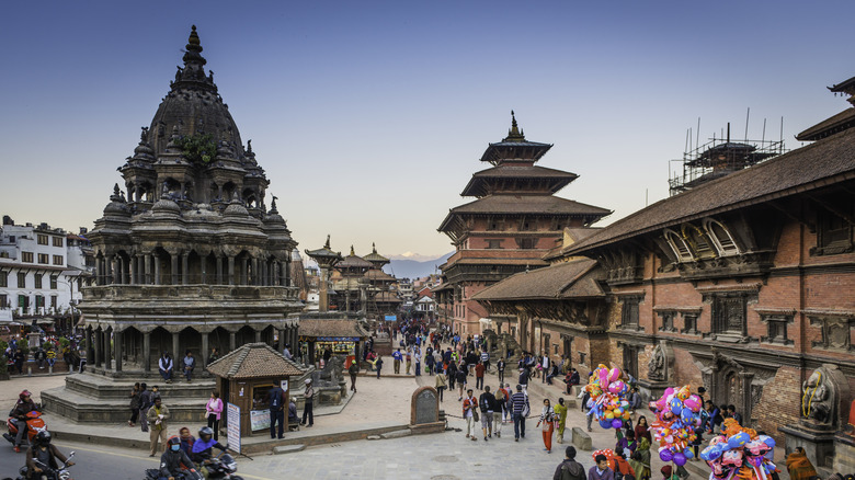 Bustling square in Kathmandu, Nepal.