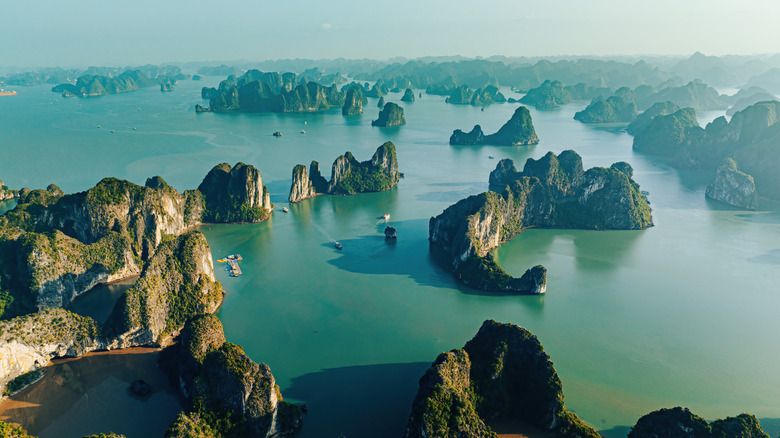 An aerial view of Halong Bay, Vietnam.