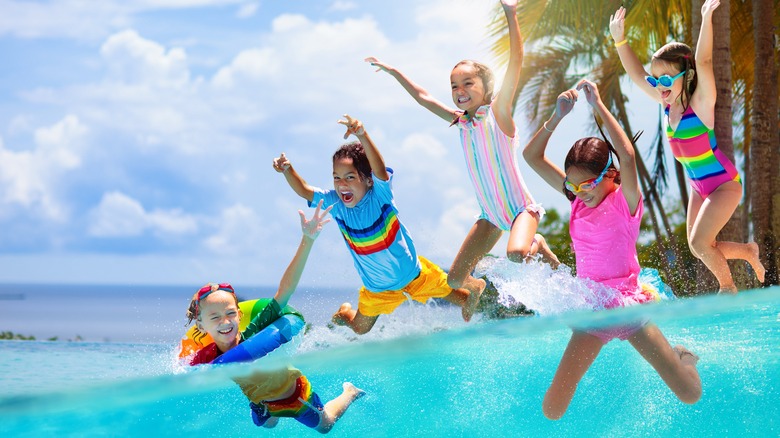 Kids playing in a pool