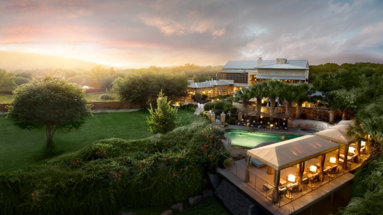 View of Lake Austin Spa Resort at dusk