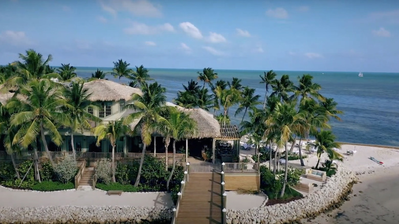 Overhead view of the resort and island