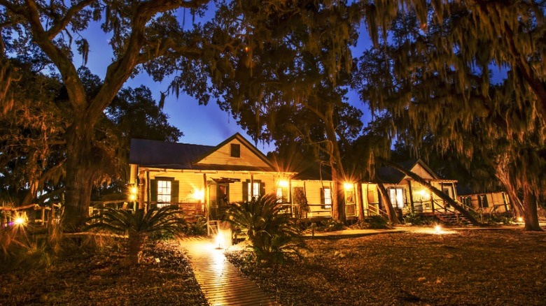 Main lodge at night