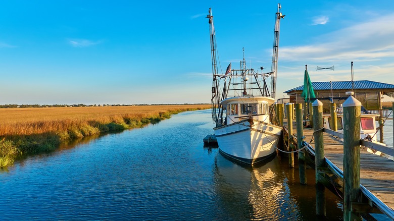 Docked boat in Tybee Island