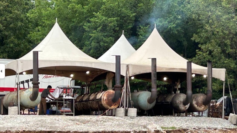 Huge smokers at Wright's Barbecue in Johnson