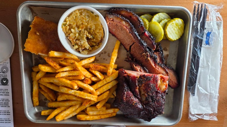 Brisket plate at Whatcha smokin bbq in Iowa