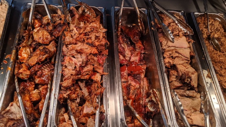 Selection of meats at Moonlite Bar-B-Q Inn in Kentucky