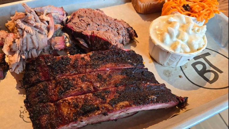 Beef rib and brisket at B.T's Smokehouse in Stockbridge