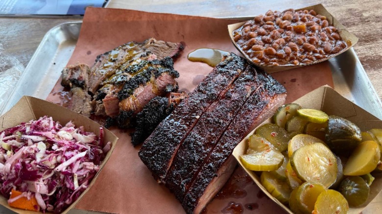 Brisket plate at Red White and Que Smokehouse in Green Brook