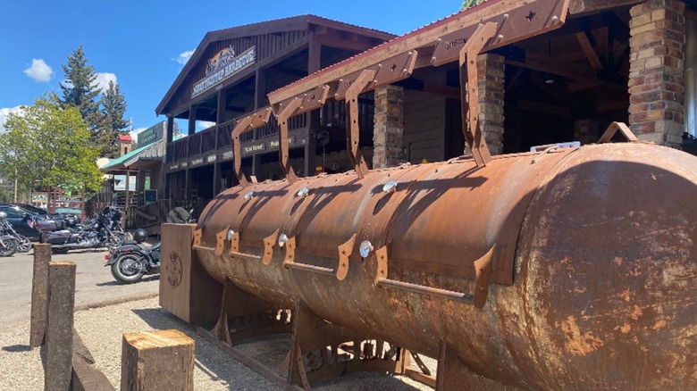 Large smoker outside Mad Jack's Barbecue