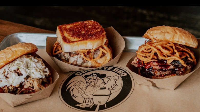 Three BBQ sandwiches at Cockeye BBQ