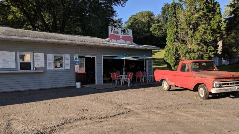 Old truck sitting outside Red Rock BBQ in Pennsylvania