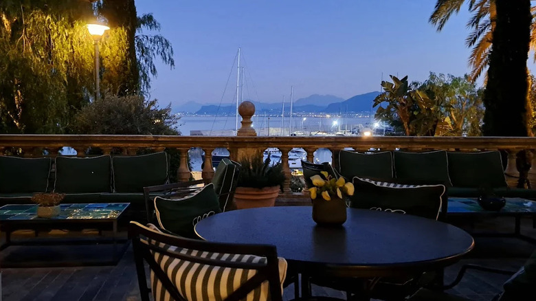 An evening view from the terrace of Igiea Bar in Palermo, Sicily