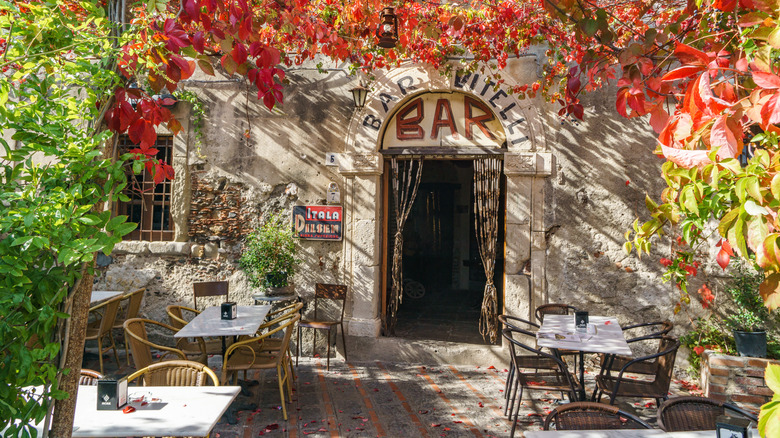 The entrance to the famous Bar Vitelli in Savoca, Sicily