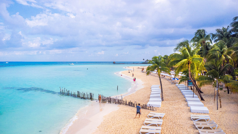An elevated view of Playa Norte, Isla Mujeres