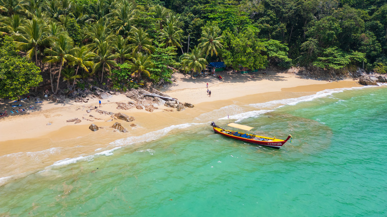 Longtail boat on Banana Beach in Koh Hey, Thailand