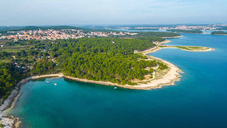 Aerial view of beach in Kamenjak National Park
