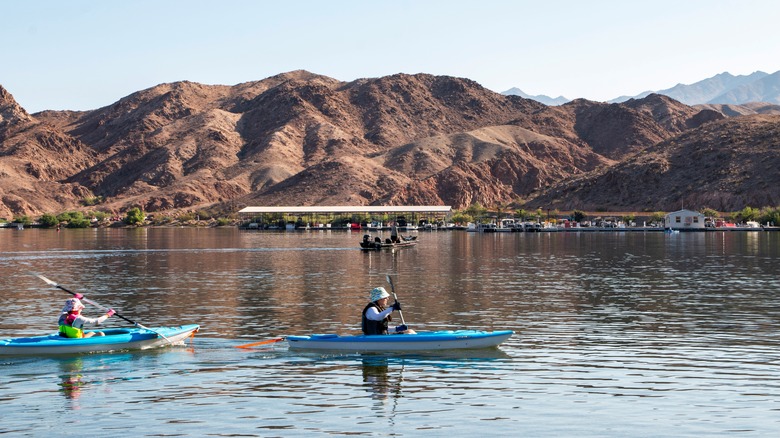 Kayakers on the water in the lake