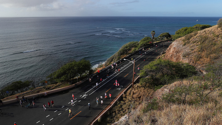 Marathon course beside the pacific ocean