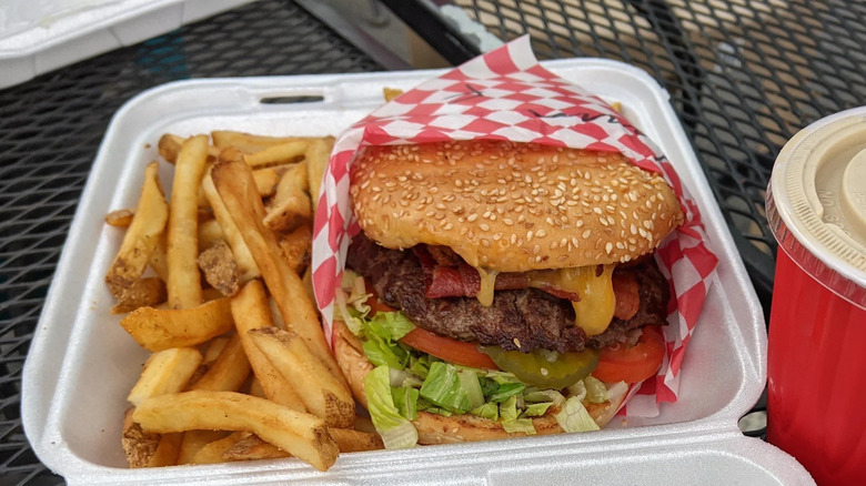 Burger and fries from Tommy's Burger Stop