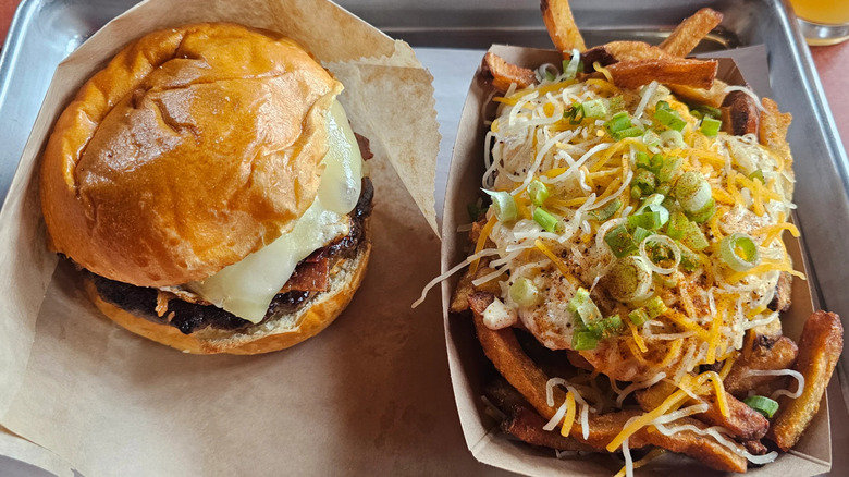 Cheeseburger and cheese fries from Clark Burger