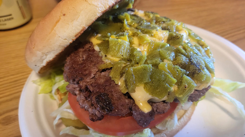 Green chile cheeseburger from Buckhorn Tavern