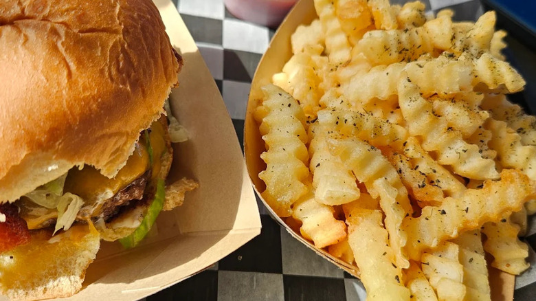 Cheeseburger and crinkly fries from Al's Burger Shack