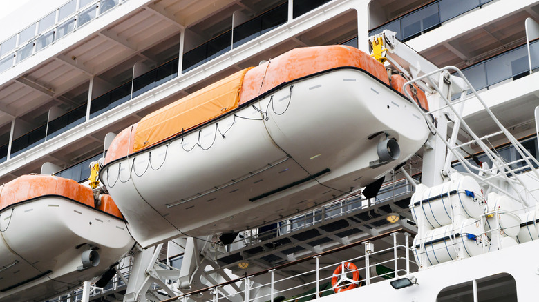 Life boats on a cruise ship