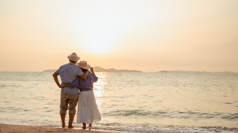 Retired couple on the beach