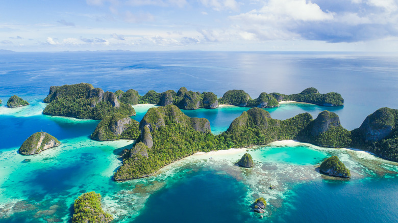 Limestone islands for turquoise lagoons at Raja Ampat, Indonesia.