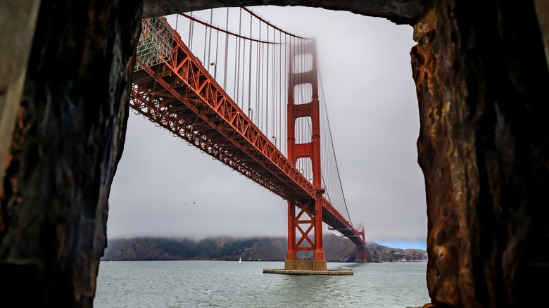 View from the window at Fort Point of the bridge in San Francisco, California