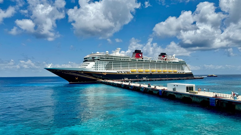 Disney Fantasy cruise ship in port in Cozumel