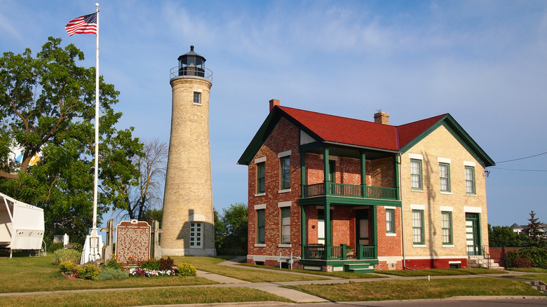 Exterior of Southport Light Station in Kenosha, Wisconsin