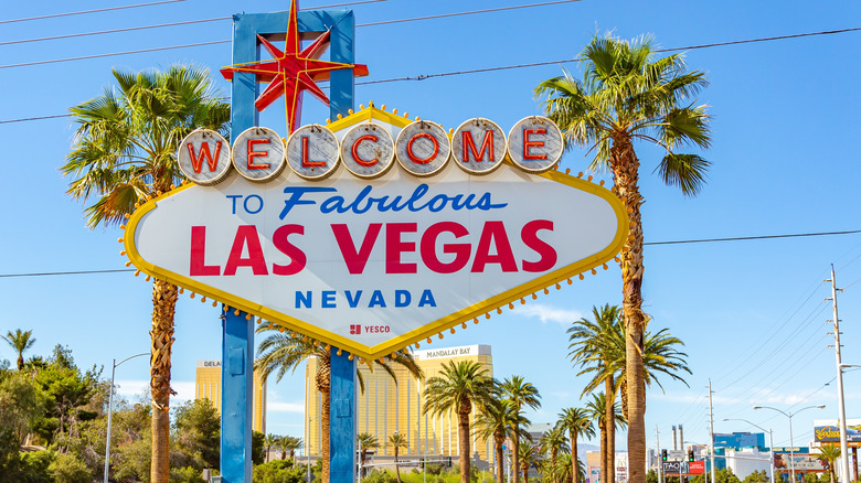 Las Vegas welcome sign on a sunny day